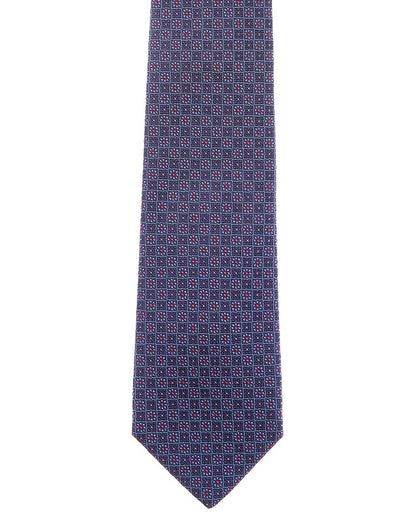 blue floral squares silk tie
