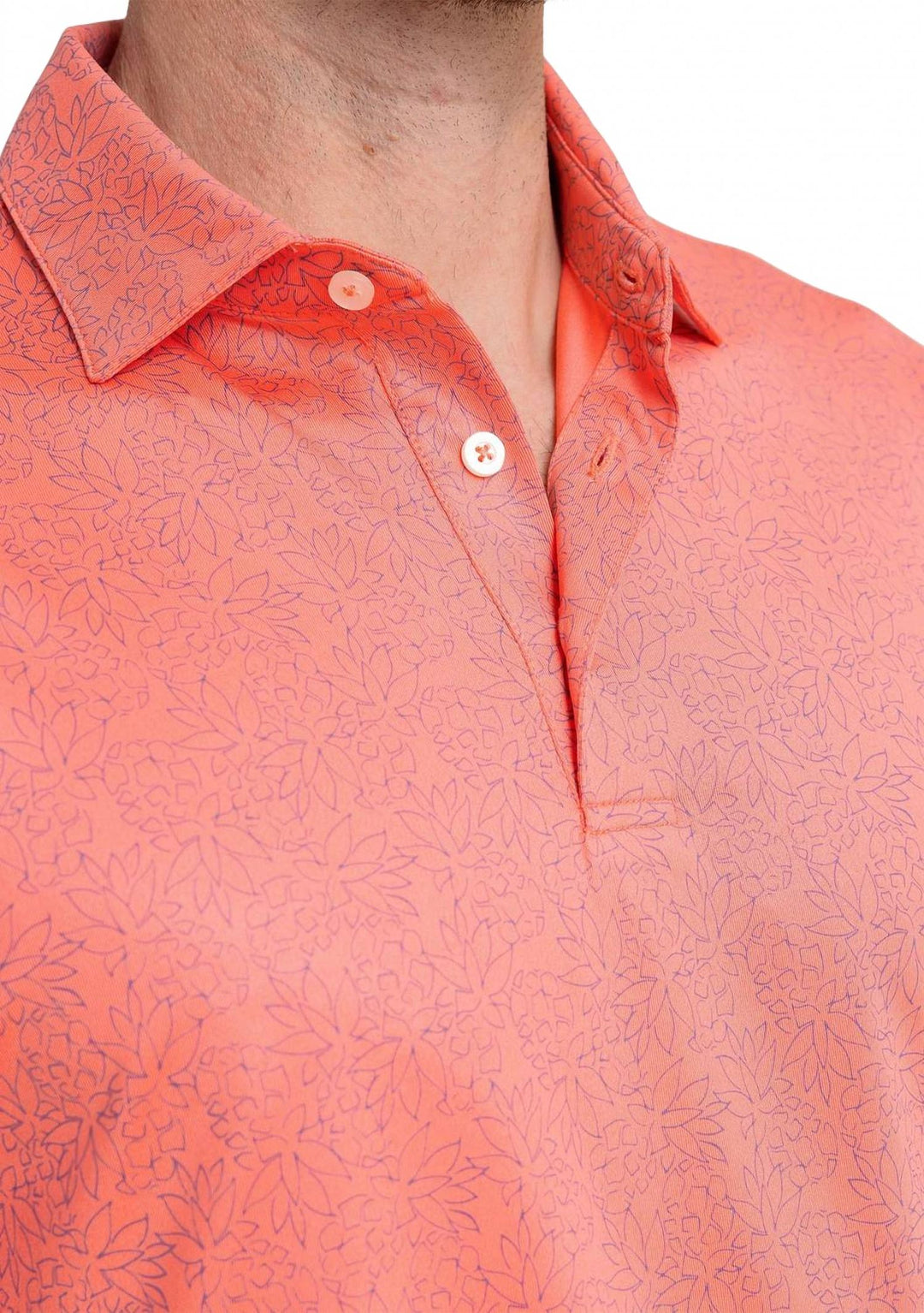 driver pineapple paradise printed polo in sunset coral
