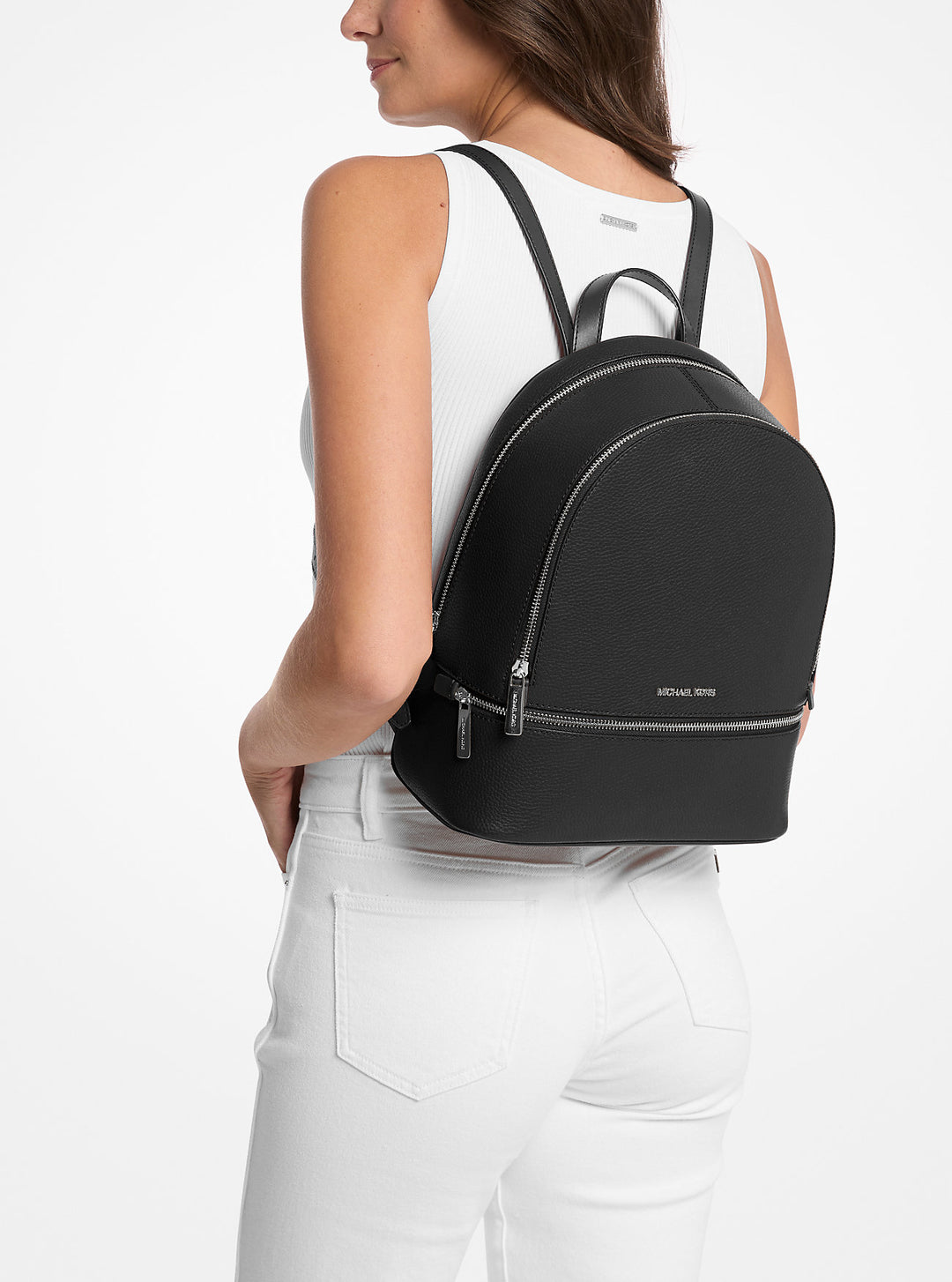 rhea medium pebbled leather backpack