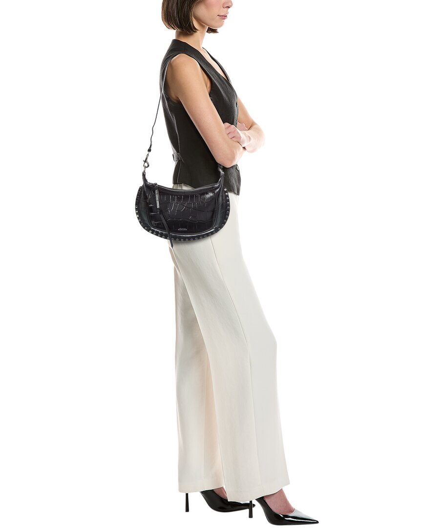 oskan moon croc-embossed leather hobo bag