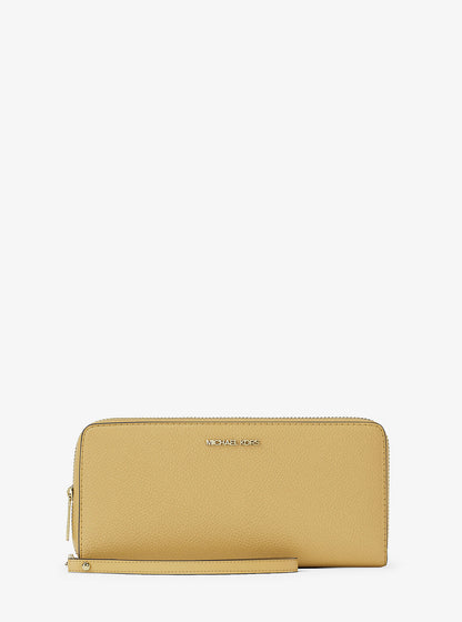 jet set travel large pebbled leather wristlet