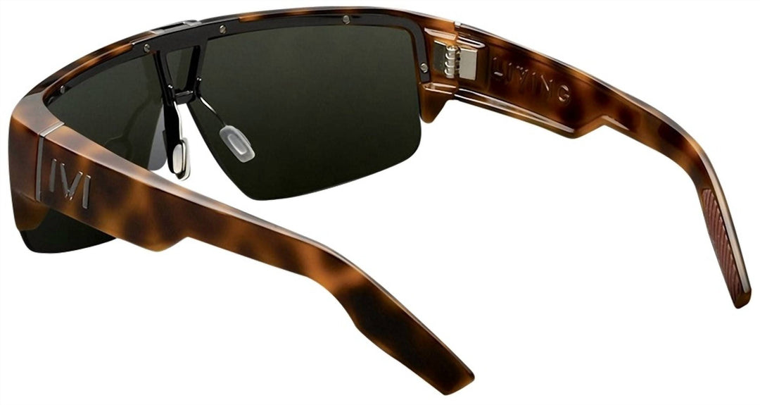 men's living sunglasses in polished classic tortoise / green grey lens