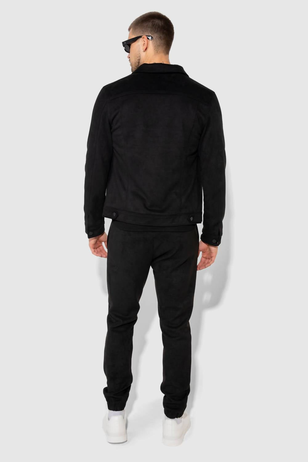 noah butter jogger pants in suede noir