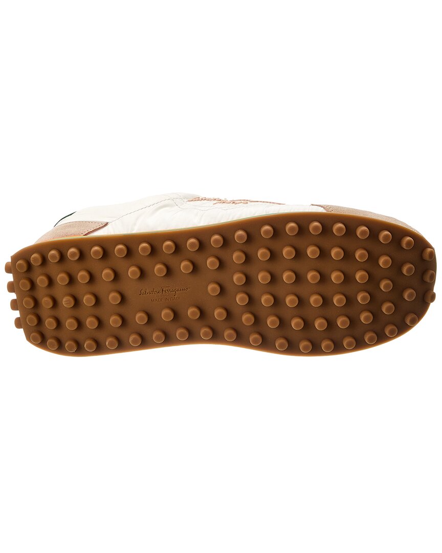 ferragamo iggy dolmias saddle b suede & leather-trim sneaker