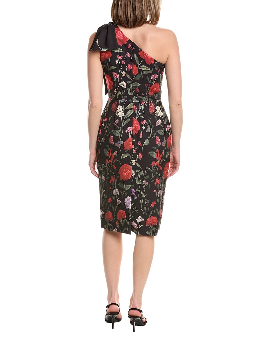 one shoulder printed mikado fit & flare gown