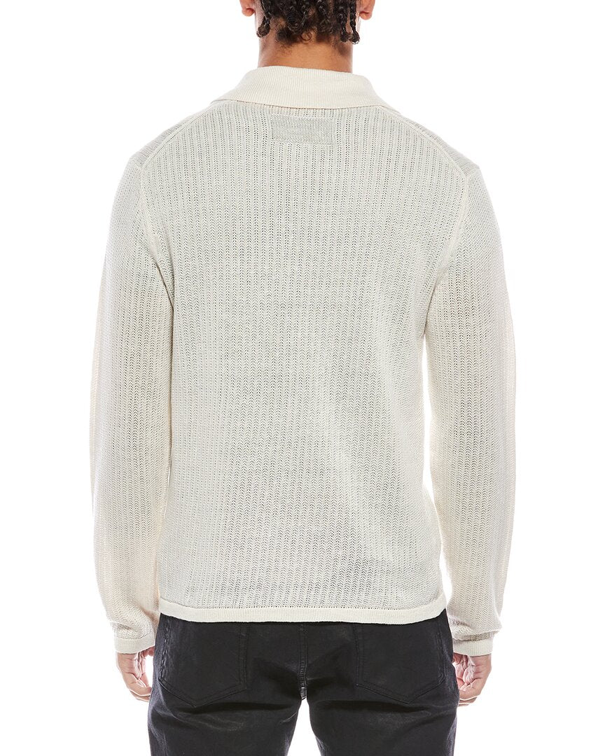 zip linen polo shirt