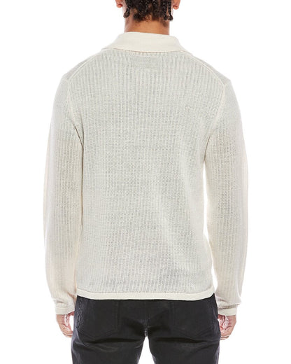 zip linen polo shirt