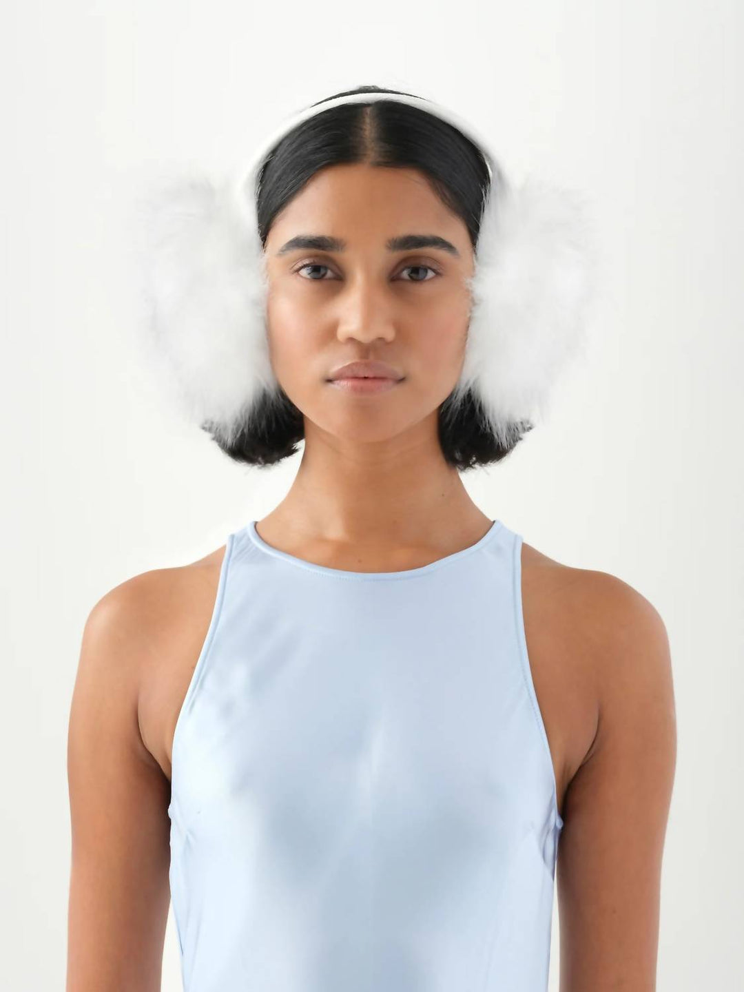 faux fur all earmuffs in swiss white