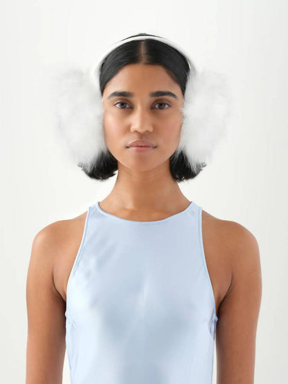 faux fur all earmuffs in swiss white