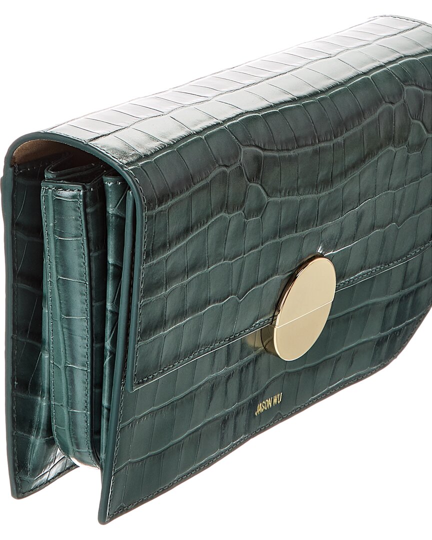 croc-embossed leather clutch