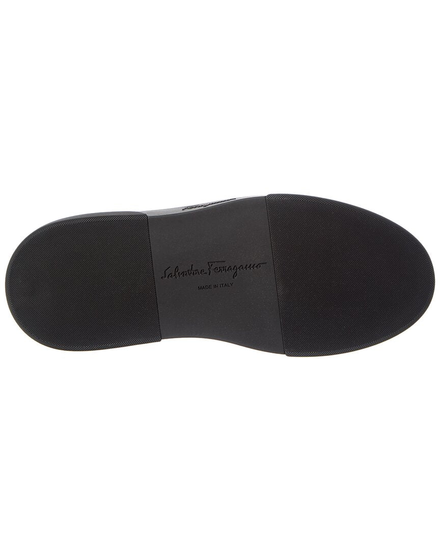 ferragamo cassina leather & suede sneaker