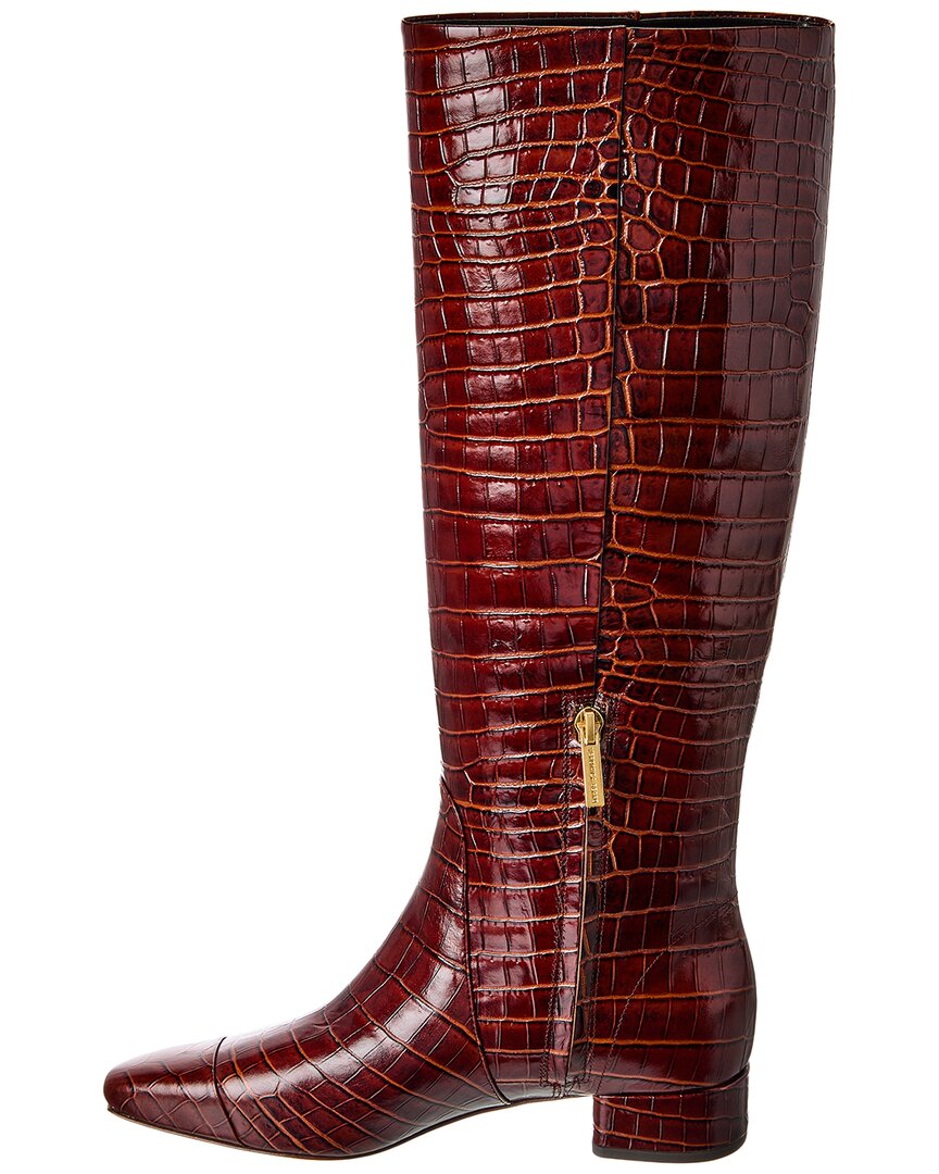 cecile croc-embossed leather knee-high boot