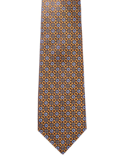 mustard floral squares silk tie