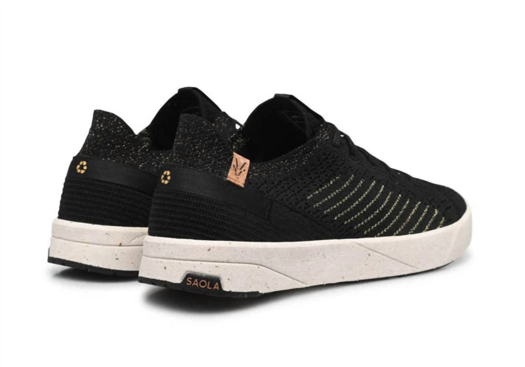 women's cannon knit 3 sneakers in black/gold