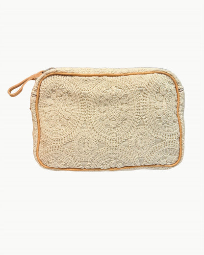 women's embroidered shopping bag in cream/natural