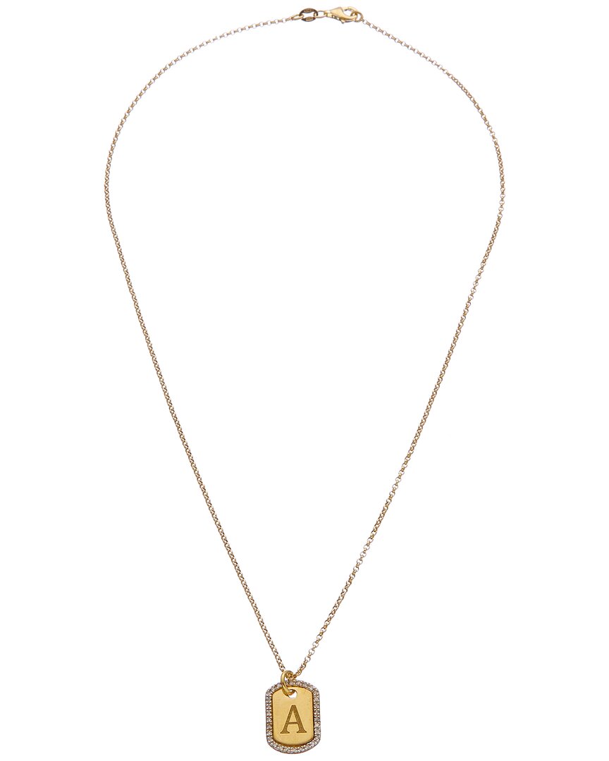 18k over silver 0.20 ct. tw. diamond dog tag initial necklace (a-z)