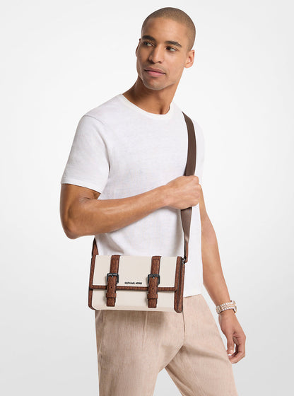 cooper pebbled leather and signature logo trunk crossbody bag