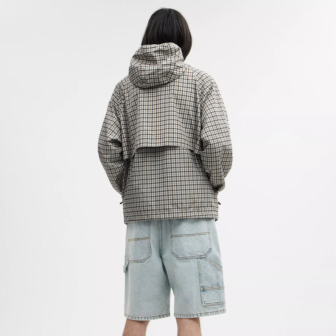 plaid windbreaker in recycled polyester