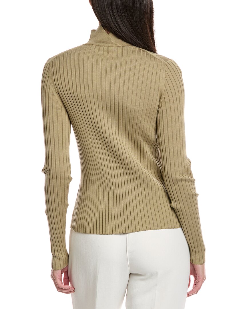 ribbed split mock neck silk-blend sweater
