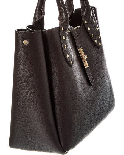 keira27 studded handle leather tote