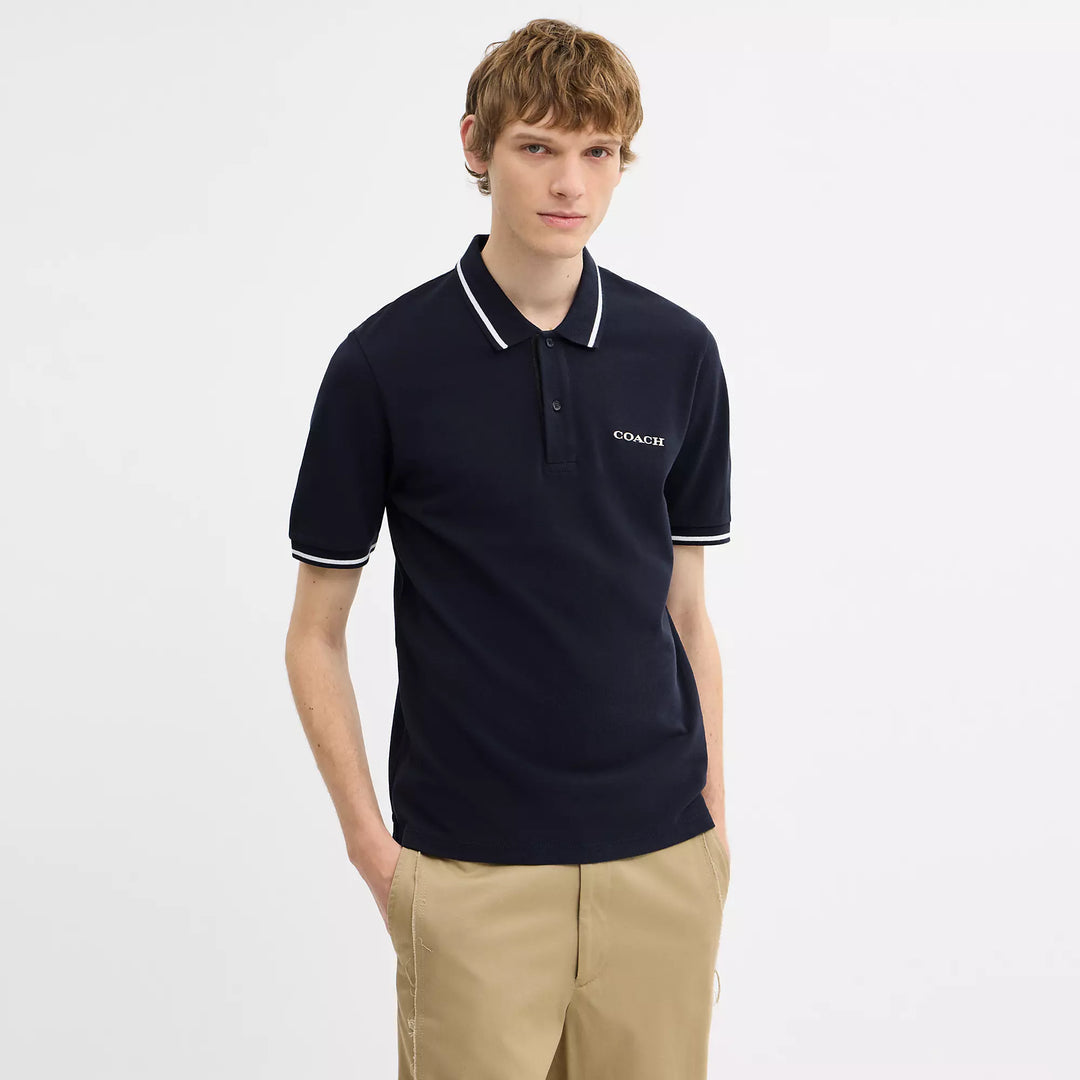 signature trim polo in organic cotton