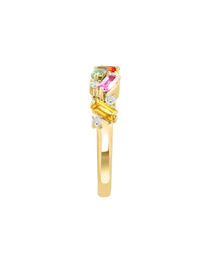 14k 1.12 ct. tw. diamond & multi sapphire ring