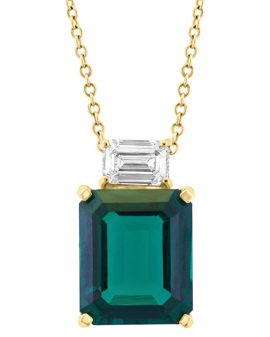 14k 5.34 ct. tw. lab-grown diamond & lab-grown emerald