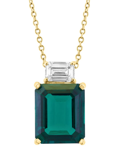 14k 5.34 ct. tw. lab-grown diamond & lab-grown emerald