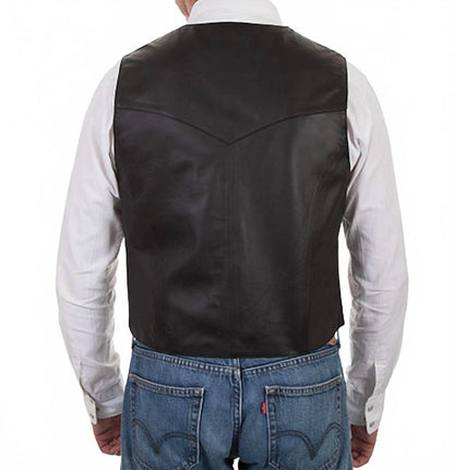lambskin vest in black