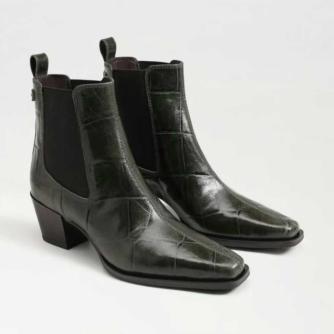 US 6.5 - deep olive croco leather