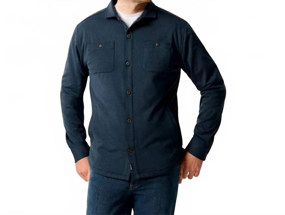 russo stretch knit shacket with primaloft in navy