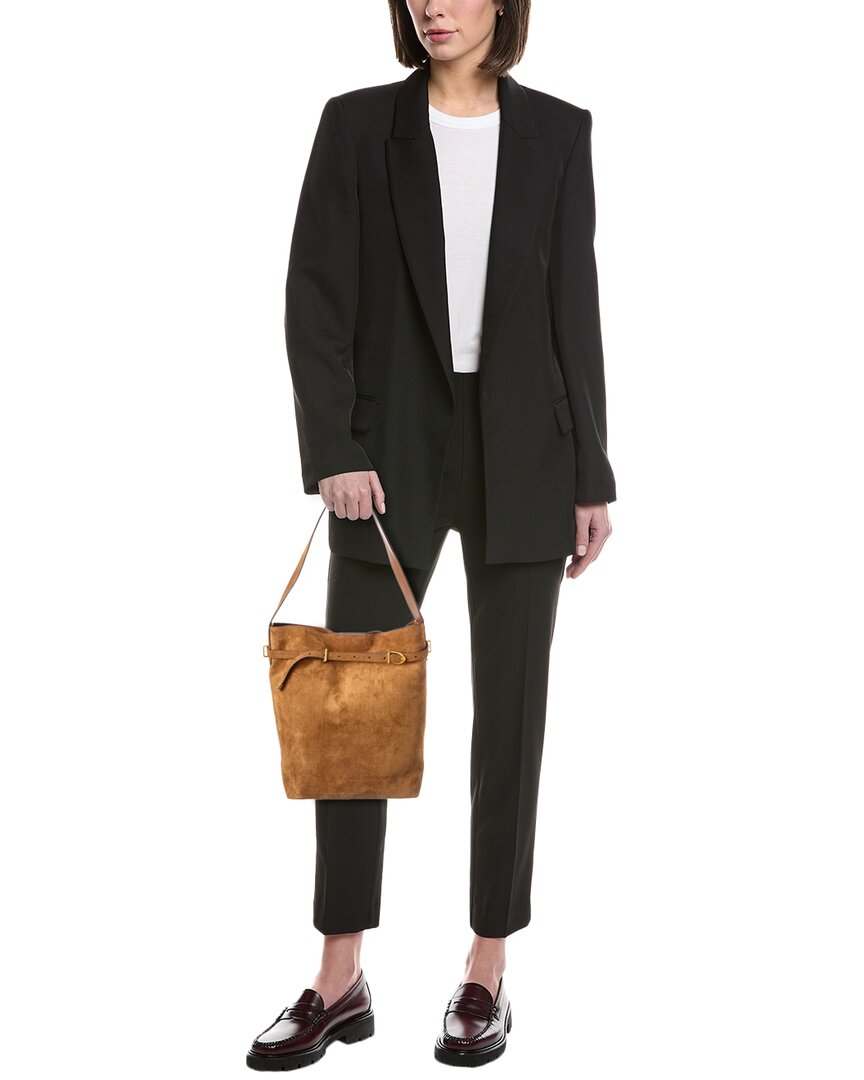 suede belted essentials bucket tote