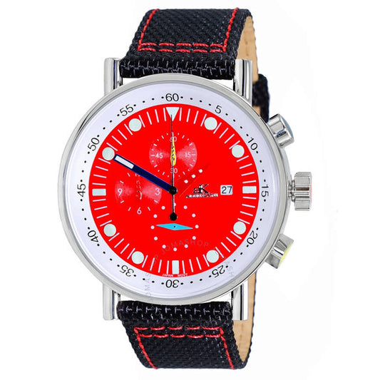 Adee Kaye, Quartz Red Dial Black Polyurethane Men's Watch