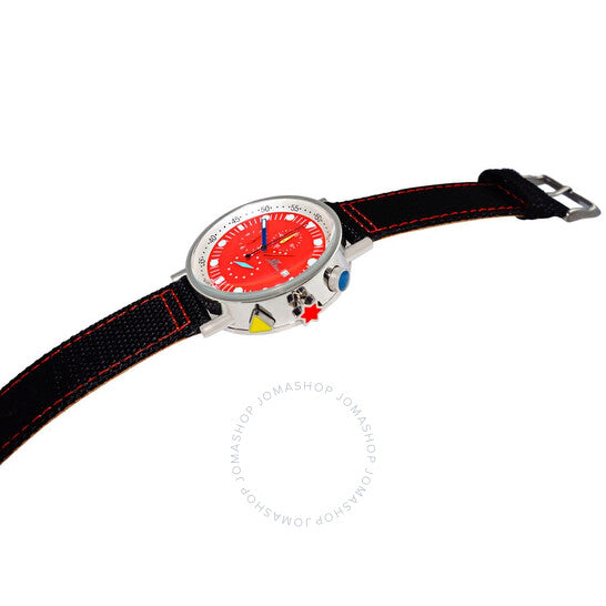 Adee Kaye, Quartz Red Dial Black Polyurethane Men's Watch