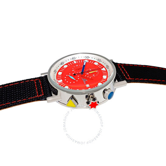 Adee Kaye, Quartz Red Dial Black Polyurethane Men's Watch