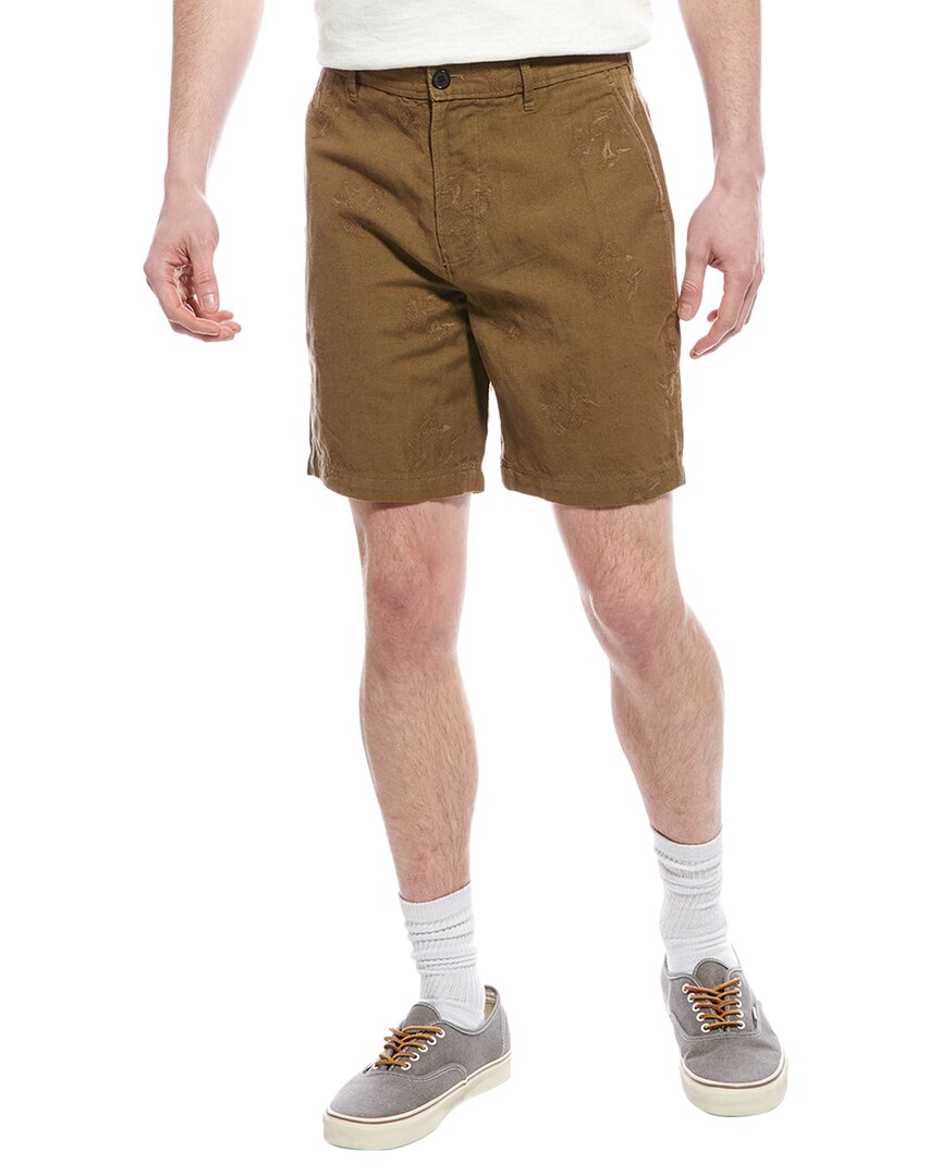 pelican gulf embroidered linen-blend short