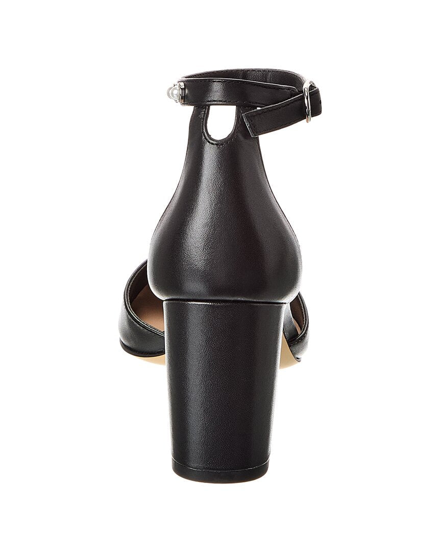 pearl strap block 75 leather pump