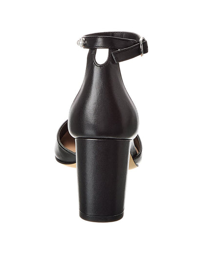 pearl strap block 75 leather pump