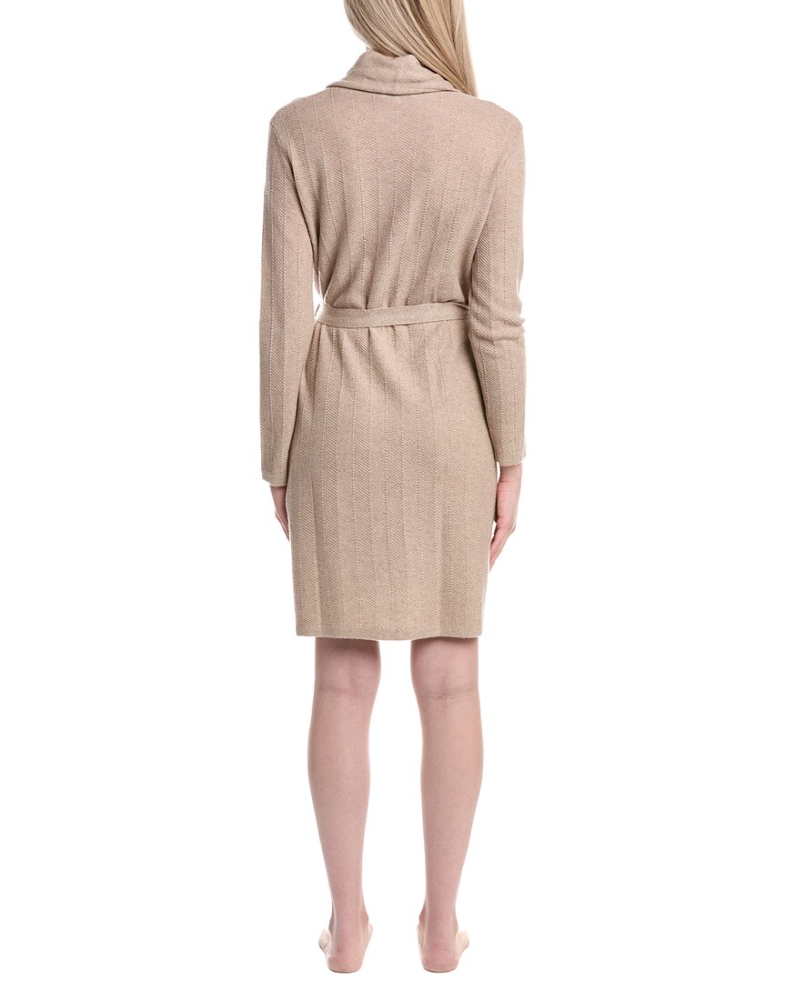 sofiacashmere herringbone texture cashmere& wool-blend robe