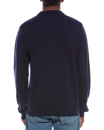 mixed stitch wool & cashmere-blend polo sweater
