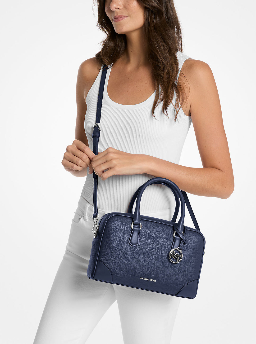 thompson medium pebbled leather satchel
