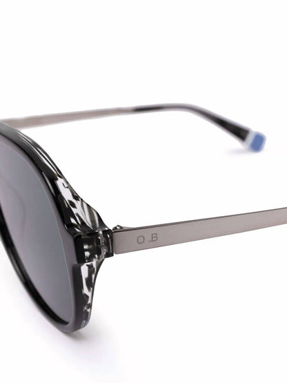 men's estoril pilot-frame sunglasses in black shiny steel
