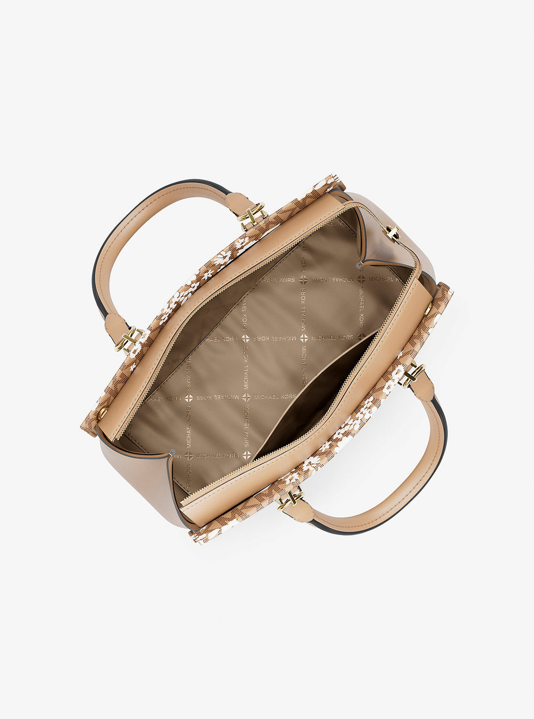 marilyn medium printed signature logo satchel