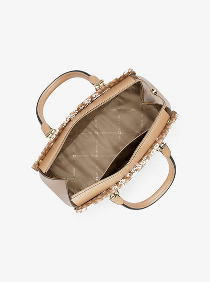 marilyn medium printed signature logo satchel