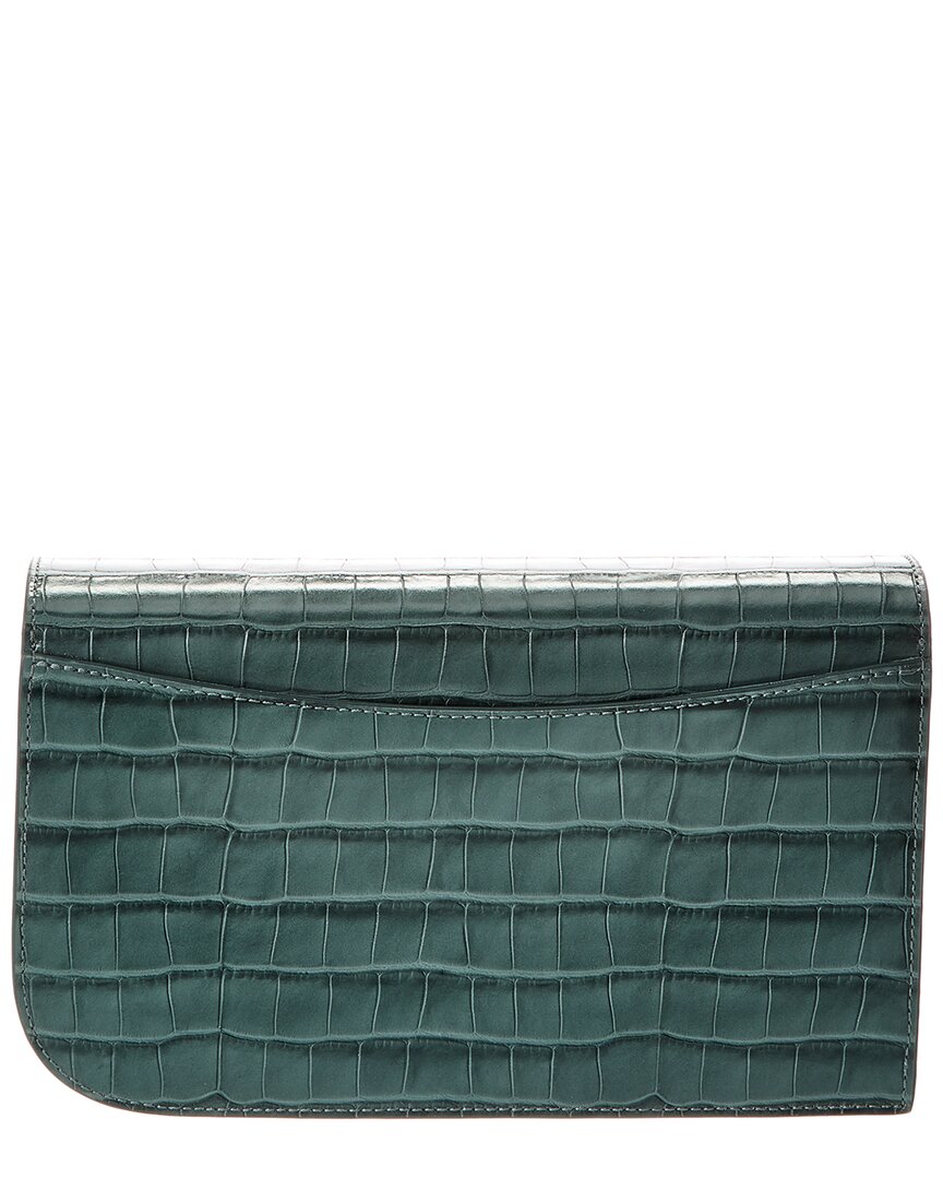 croc-embossed leather clutch