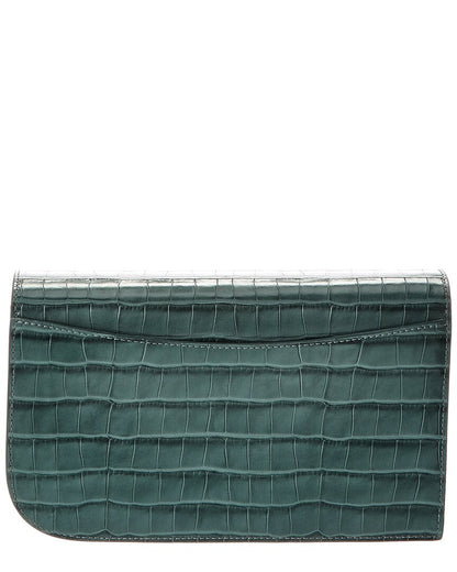 croc-embossed leather clutch
