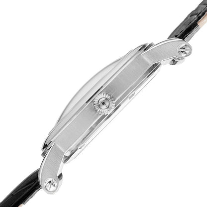 Akribos Black Dial Stainless Steel Black Leather Men's Watch