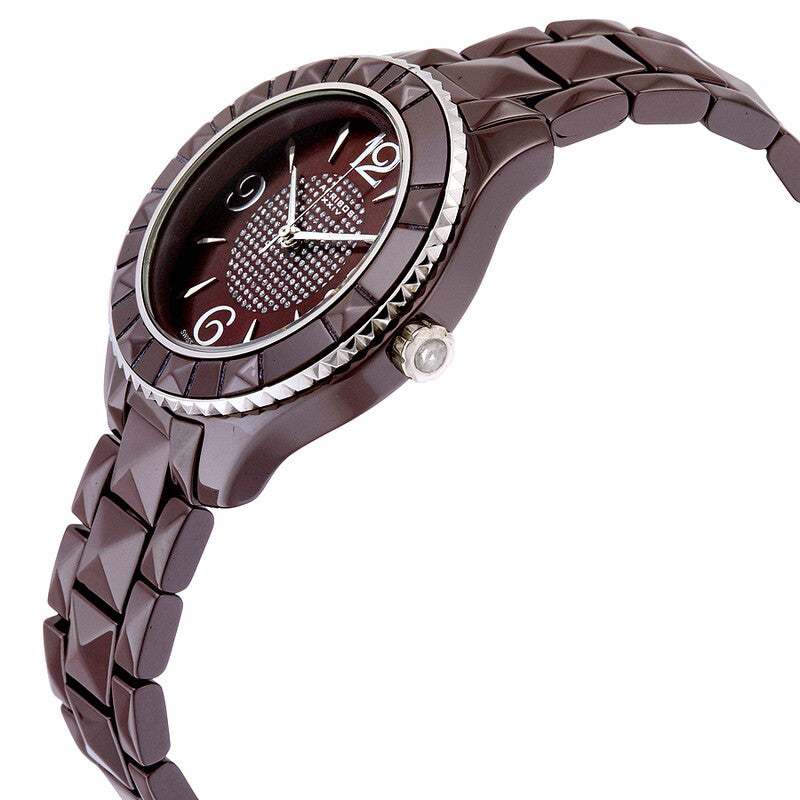 Akribos Brown Dial Brown Pyramid-Cut Ceramic Ladies Watch