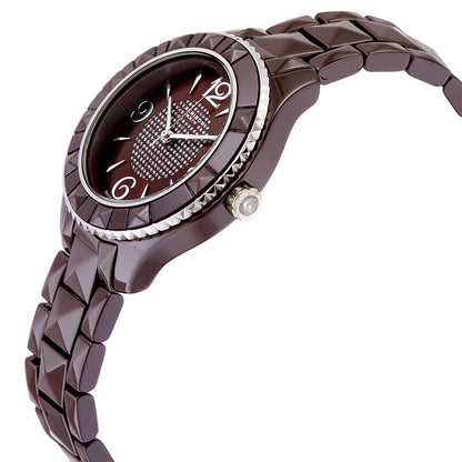 Akribos Brown Dial Brown Pyramid-Cut Ceramic Ladies Watch