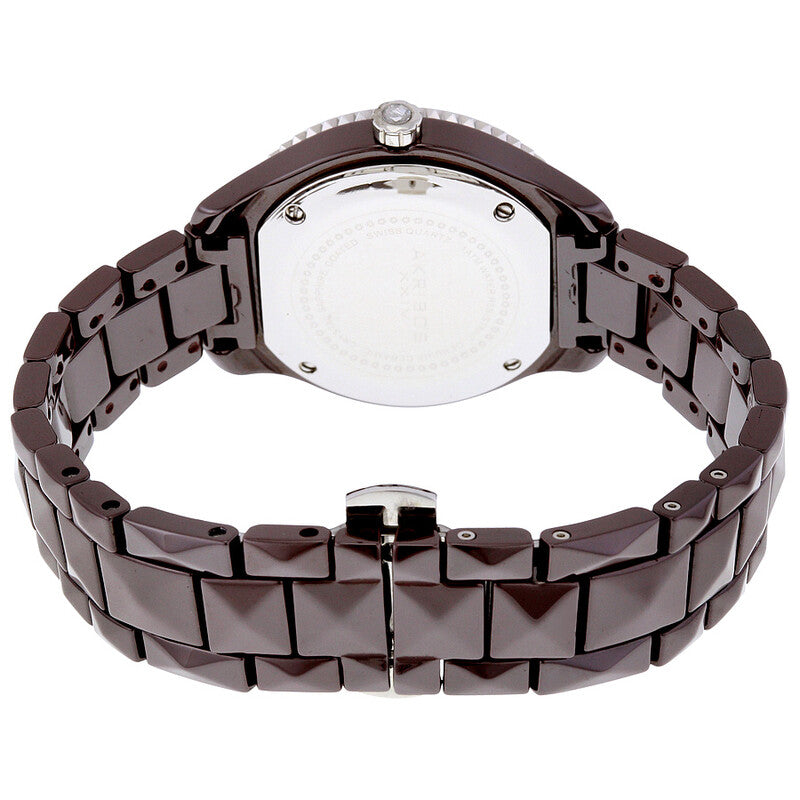 Akribos Brown Dial Brown Pyramid-Cut Ceramic Ladies Watch